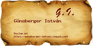 Günsberger István névjegykártya